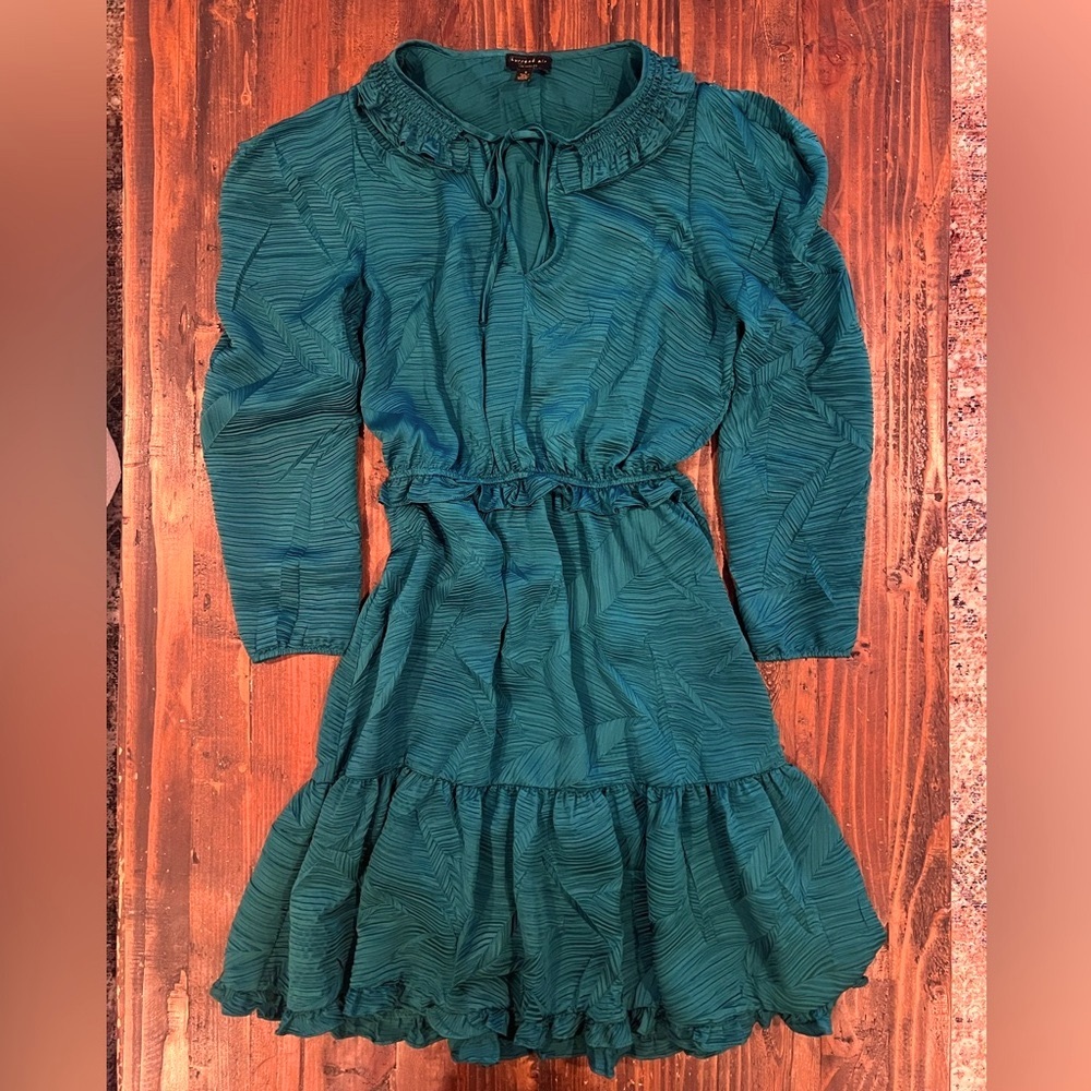 Women’s Anthropologie Green Ruffle Dress Size Small